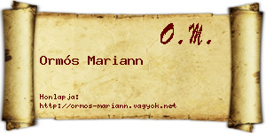 Ormós Mariann névjegykártya
