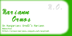 mariann ormos business card